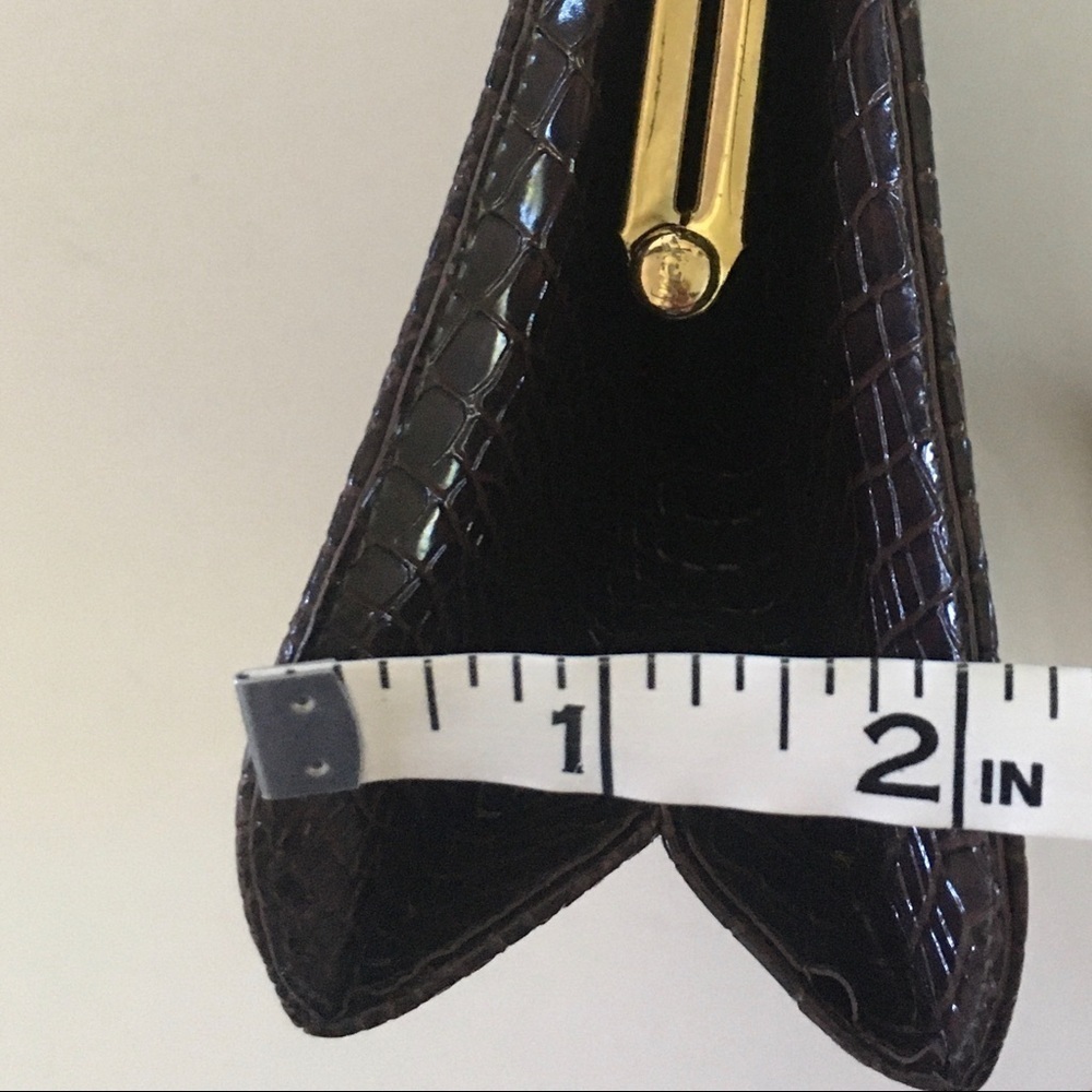 Vintage Handbag Chocolate Brown Croc Pattern with gold tone trim by After Five - Picture 15 of 16
